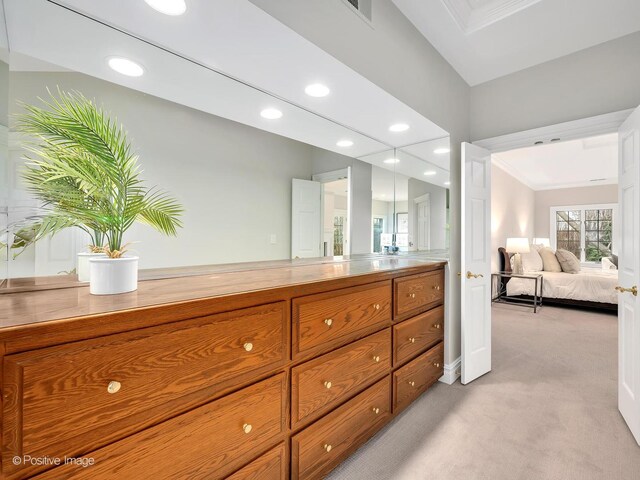 8 Longwood Dr, Burr Ridge, IL 60527 - bathroom with vanity, ensuite bath, ornamental molding, recessed lighting, and baseboards