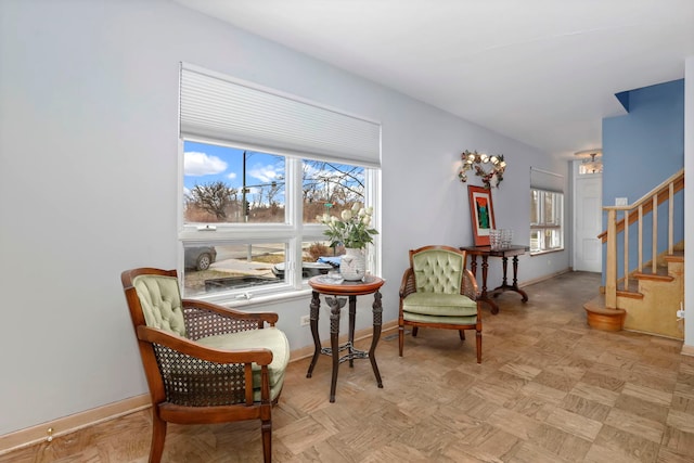 5770 N Forest Glen Ave, Chicago, IL 60646 - sitting room with a wealth of natural light, stairway, and baseboards