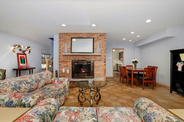 5770 N Forest Glen Ave, Chicago, IL 60646 - living room with a fireplace, baseboards, and recessed lighting
