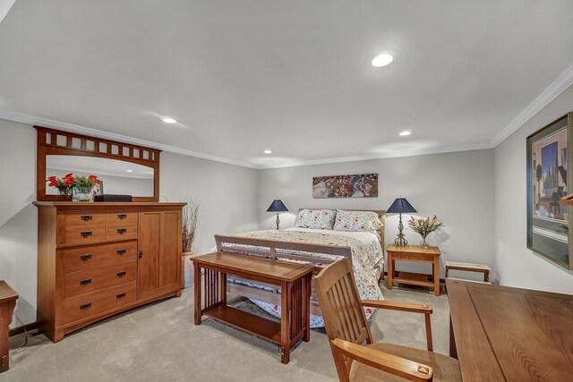 245 Banbury Rd, Mundelein, IL 60060 - bedroom featuring light colored carpet, recessed lighting, and crown molding