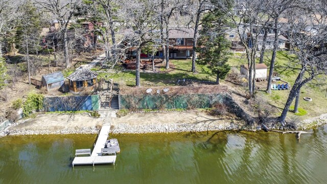245 Banbury Rd, Mundelein, IL 60060 - dock area with a water view and a lawn