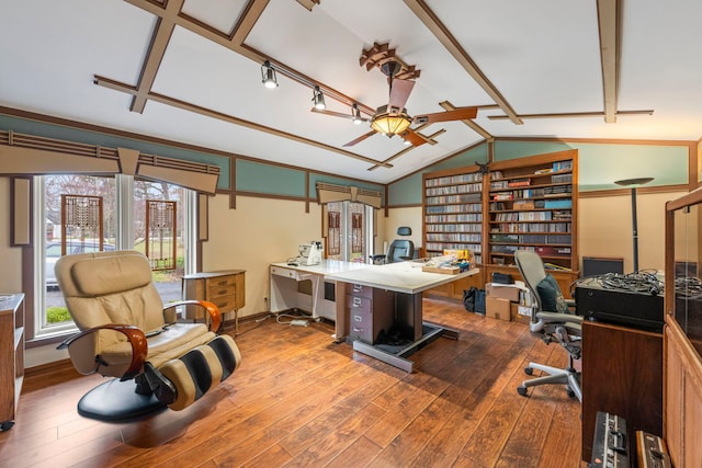 8712 W 121st St, Palos Park, IL 60464 - office area with hardwood / wood-style flooring and a ceiling fan