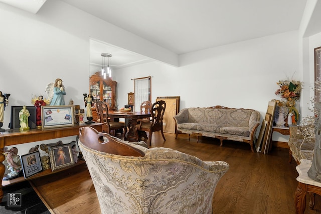 living area featuring wood finished floors