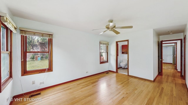 1144 Jane Ave, Naperville, IL 60540 - unfurnished bedroom featuring light wood-style flooring, ensuite bathroom, and ceiling fan