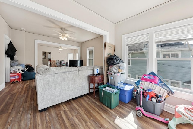 123 Philippa Ave, Waukegan, IL 60085 - living area featuring ceiling fan and wood finished floors
