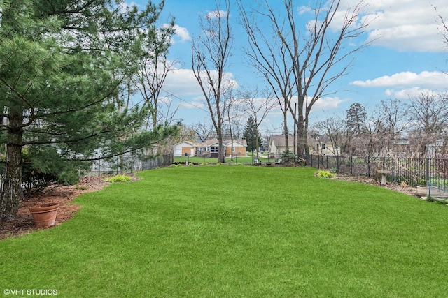 view of yard with a fenced backyard