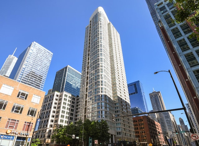 view of building exterior with a city view