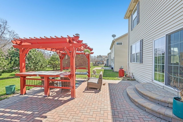 view of patio / terrace featuring a pergola