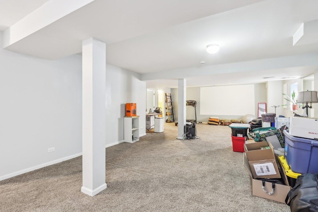 finished below grade area with carpet floors and baseboards