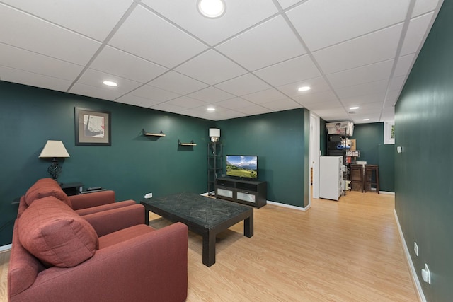 22W128 Butterfield Rd, Glen Ellyn, IL 60137 - living room with wood finished floors, baseboards, recessed lighting, and a drop ceiling