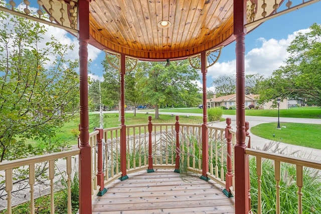 deck with a yard