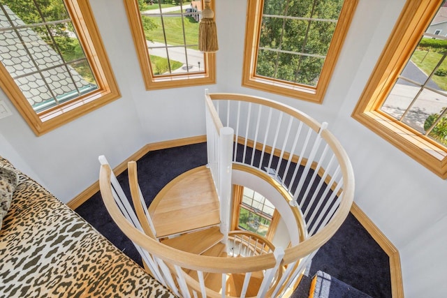 stairway with baseboards