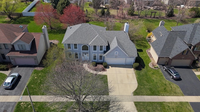 aerial view featuring a residential view