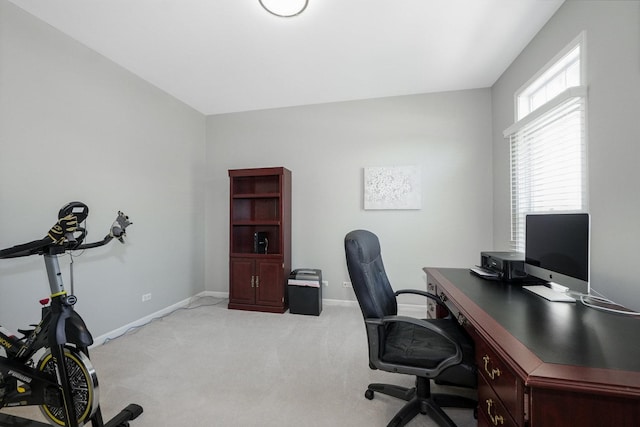 office space with carpet flooring and baseboards
