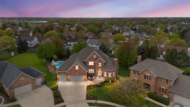 aerial view with a residential view