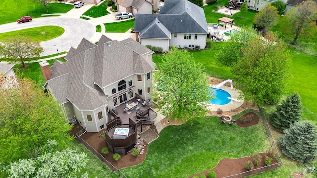 drone / aerial view featuring a residential view