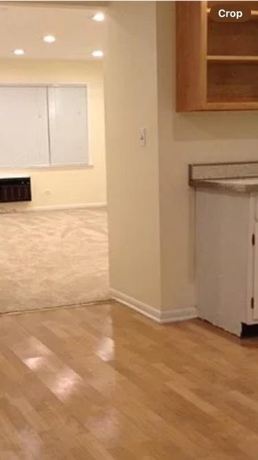 960 Shermer Rd Unit 2, Glenview, IL 60025 - unfurnished dining area with light wood-style flooring, baseboards, and recessed lighting