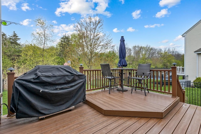 deck featuring area for grilling
