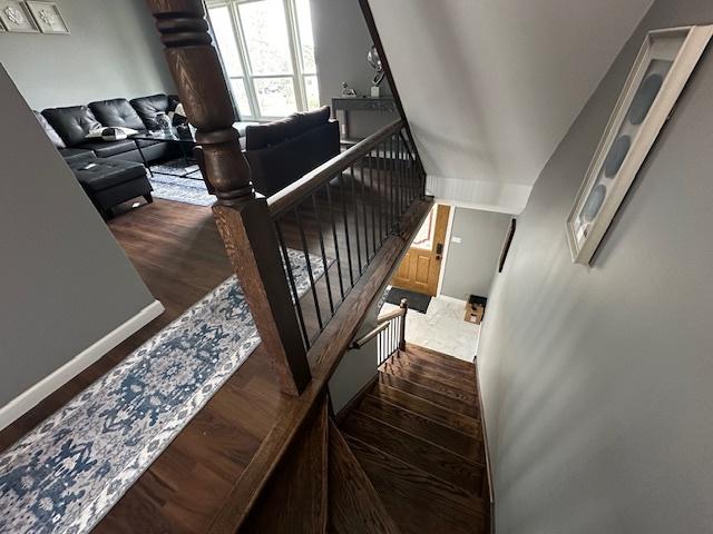 1968 Holbrook Ln, Hoffman Estates, IL 60169 - stairway featuring wood finished floors