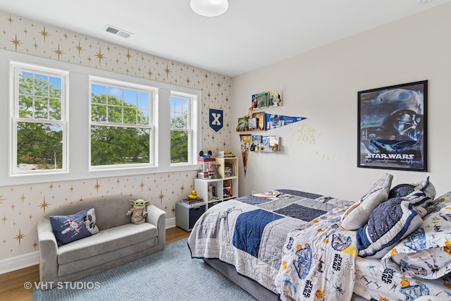 10044 S Leavitt St, Chicago, IL 60643 - bedroom featuring wallpapered walls, wood finished floors, and baseboards