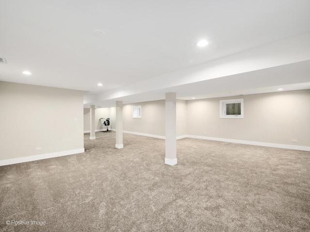131 S Madison St, Hinsdale, IL 60521 - finished basement with recessed lighting, baseboards, and carpet floors