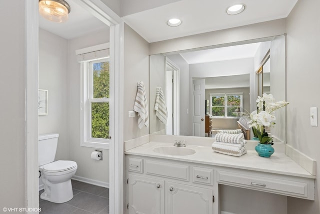 1900 Buckingham Rd, Mundelein, IL 60060 - bathroom with toilet, tile patterned flooring, and vanity