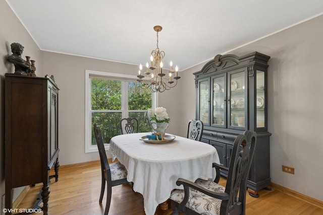 1900 Buckingham Rd, Mundelein, IL 60060 - dining area featuring a chandelier, light wood finished floors, ornamental molding, and baseboards