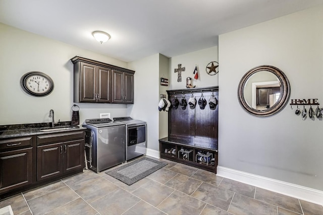 22814 Sara Springs Dr, Frankfort, IL 60423 - laundry room with independent washer and dryer, cabinet space, and baseboards