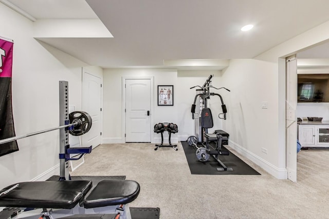 22814 Sara Springs Dr, Frankfort, IL 60423 - exercise area with carpet floors, baseboards, and recessed lighting
