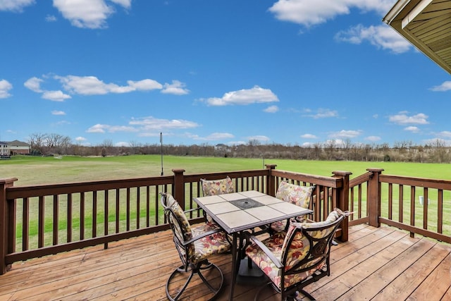 22814 Sara Springs Dr, Frankfort, IL 60423 - wooden deck with outdoor dining space and a lawn
