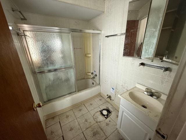 11531 S Throop St, Chicago, IL 60643 - full bathroom featuring shower / bath combination with glass door, vanity, and tile patterned flooring