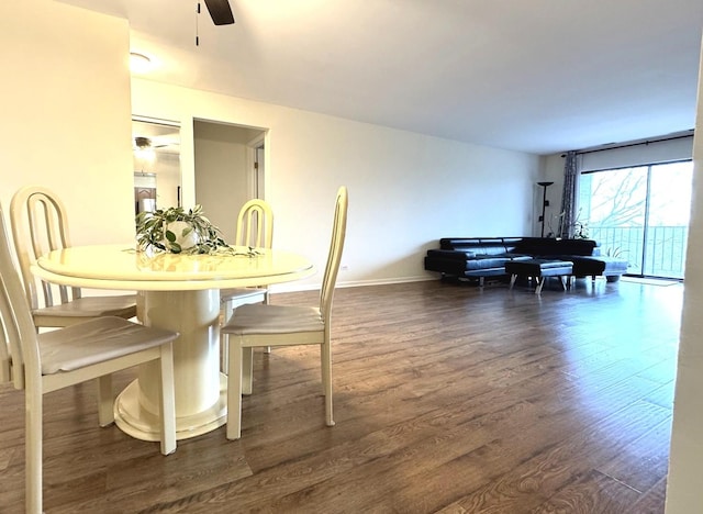 2050 Valencia Dr Unit 405, Northbrook, IL 60062 - dining space with dark wood-style floors, a ceiling fan, and baseboards