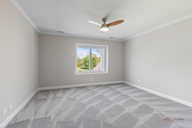 6517 Saddle Ridge Ct, Long Grove, IL 60047 - unfurnished room featuring ceiling fan, baseboards, ornamental molding, and carpet flooring