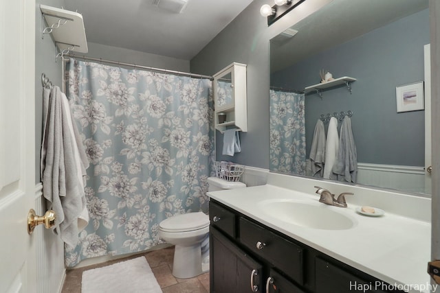 437 Deer Run Rd, Lakemoor, IL 60051 - full bath with toilet, vanity, tile patterned floors, and curtained shower