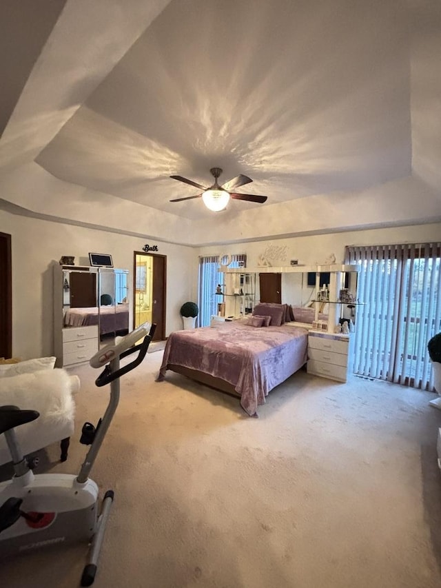2 Rutgers Ct, Hawthorn Woods, IL 60047 - bedroom with a tray ceiling, carpet floors, and ceiling fan