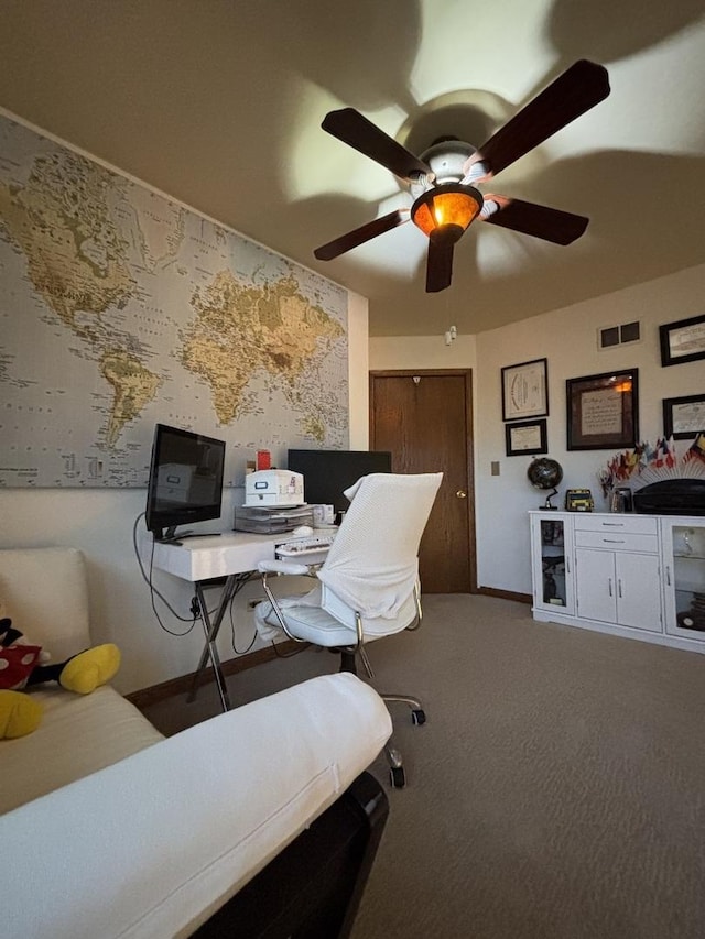 2 Rutgers Ct, Hawthorn Woods, IL 60047 - office space featuring ceiling fan, carpet flooring, and baseboards