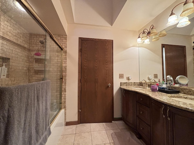 2 Rutgers Ct, Hawthorn Woods, IL 60047 - bathroom featuring tile patterned flooring, double vanity, and shower / bath combination with glass door