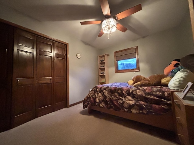 2 Rutgers Ct, Hawthorn Woods, IL 60047 - bedroom featuring carpet floors, lofted ceiling, baseboards, and ceiling fan