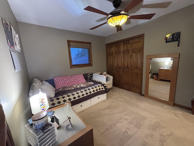 2 Rutgers Ct, Hawthorn Woods, IL 60047 - bedroom featuring light carpet, a closet, and a ceiling fan