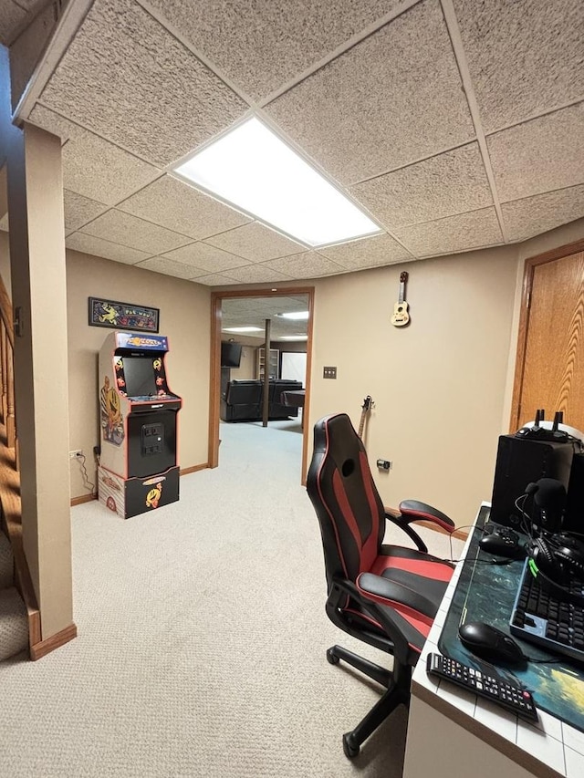 2 Rutgers Ct, Hawthorn Woods, IL 60047 - carpeted home office with a drop ceiling and baseboards