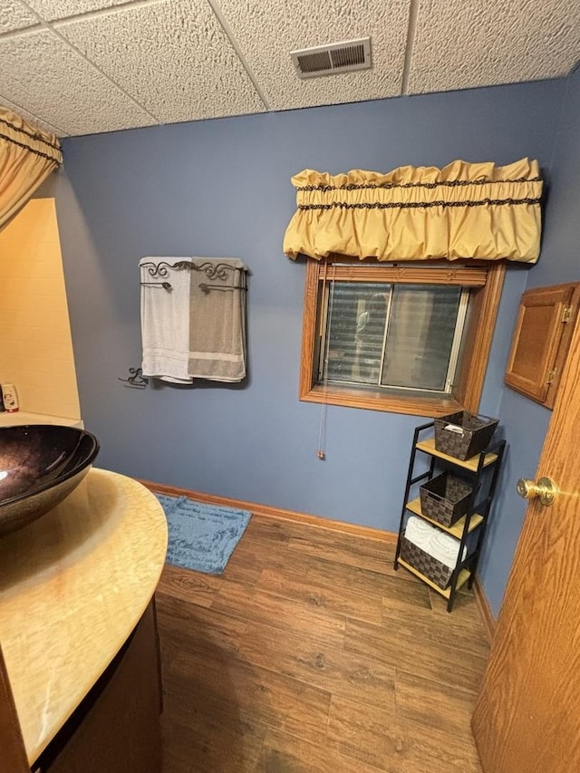 2 Rutgers Ct, Hawthorn Woods, IL 60047 - bathroom with wood finished floors, a sink, and baseboards