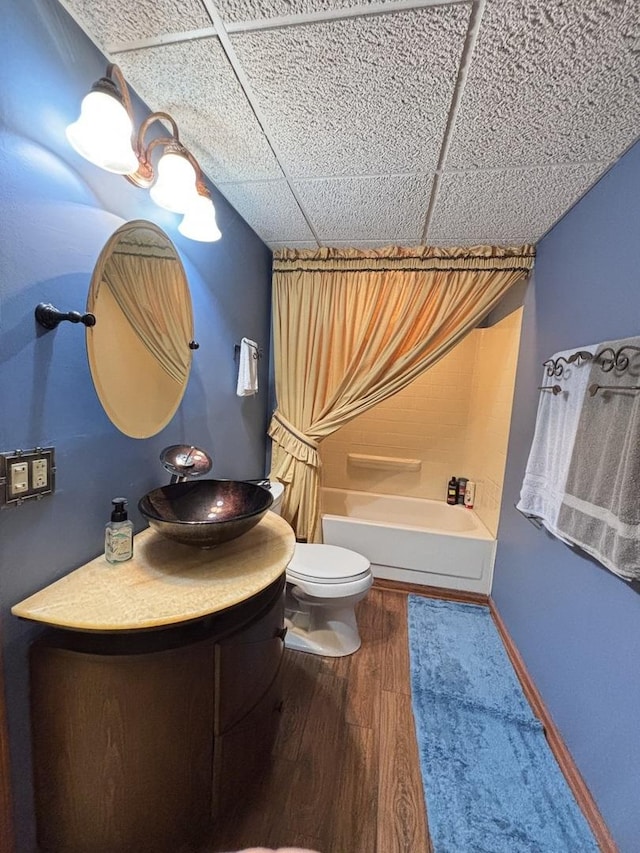 2 Rutgers Ct, Hawthorn Woods, IL 60047 - bathroom with toilet, vanity, shower / tub combo with curtain, and wood finished floors