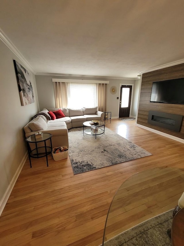 8416 Mccormick Blvd, Skokie, IL 60076 - living area featuring crown molding, baseboards, and wood finished floors