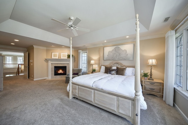 1303 Bonnema Ave, Naperville, IL 60565 - carpeted bedroom with a raised ceiling, multiple windows, and crown molding