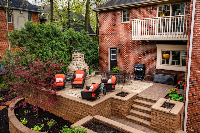 1303 Bonnema Ave, Naperville, IL 60565 - view of patio / terrace featuring a balcony, area for grilling, and a fire pit