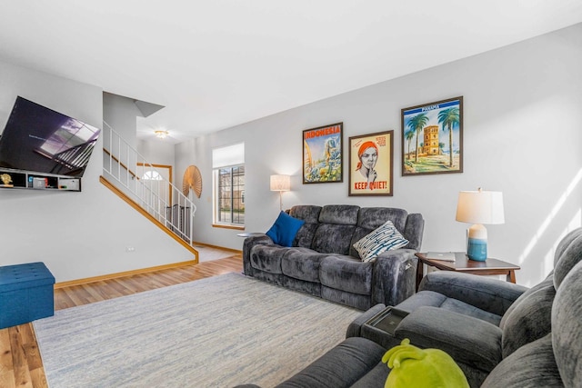 8411 Kirby Dr, Tinley Park, IL 60487 - living area featuring baseboards, stairway, and wood finished floors