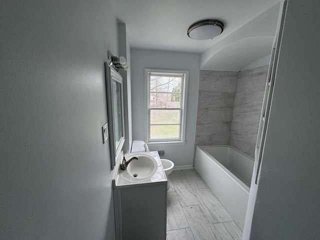 hallway featuring visible vents, baseboards, and dark wood-type flooring