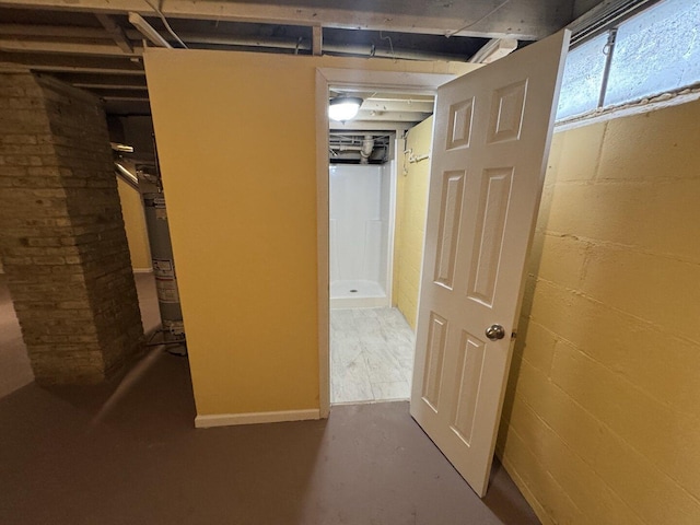 view of unfinished basement