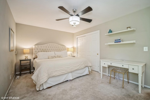 1767 Jefferson Ave, Glenview, IL 60025 - carpeted bedroom featuring a closet, baseboards, and ceiling fan