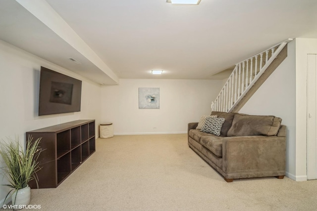 1767 Jefferson Ave, Glenview, IL 60025 - carpeted living area featuring stairs and baseboards